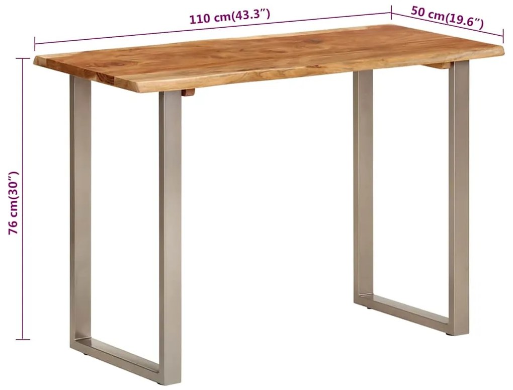 Mesa de jantar 110x50x76 cm madeira de acácia maciça