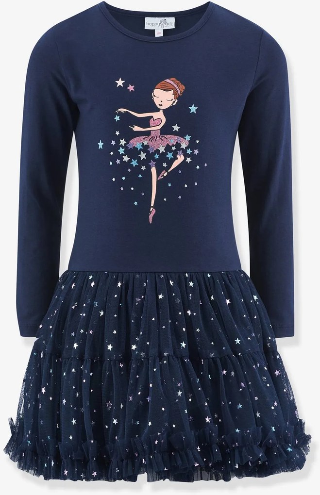 Vestido bailarina com saia em tule Happy Girls para menina marinho