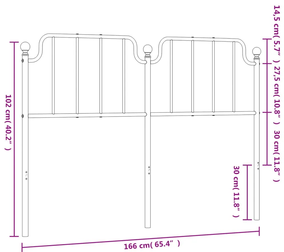 Cabeceira de cama 160 cm metal preto