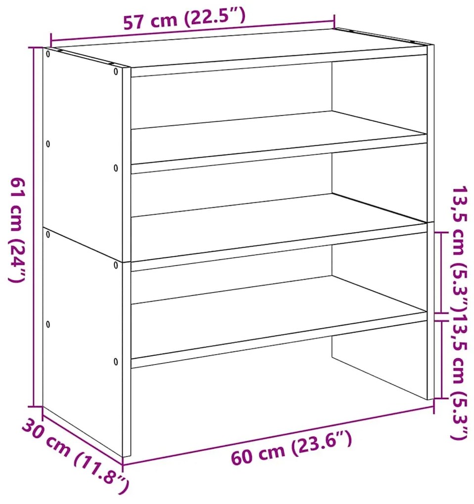 Sapateiras 2 pcs empilháveis 60x30x30,5 cm madeira velha