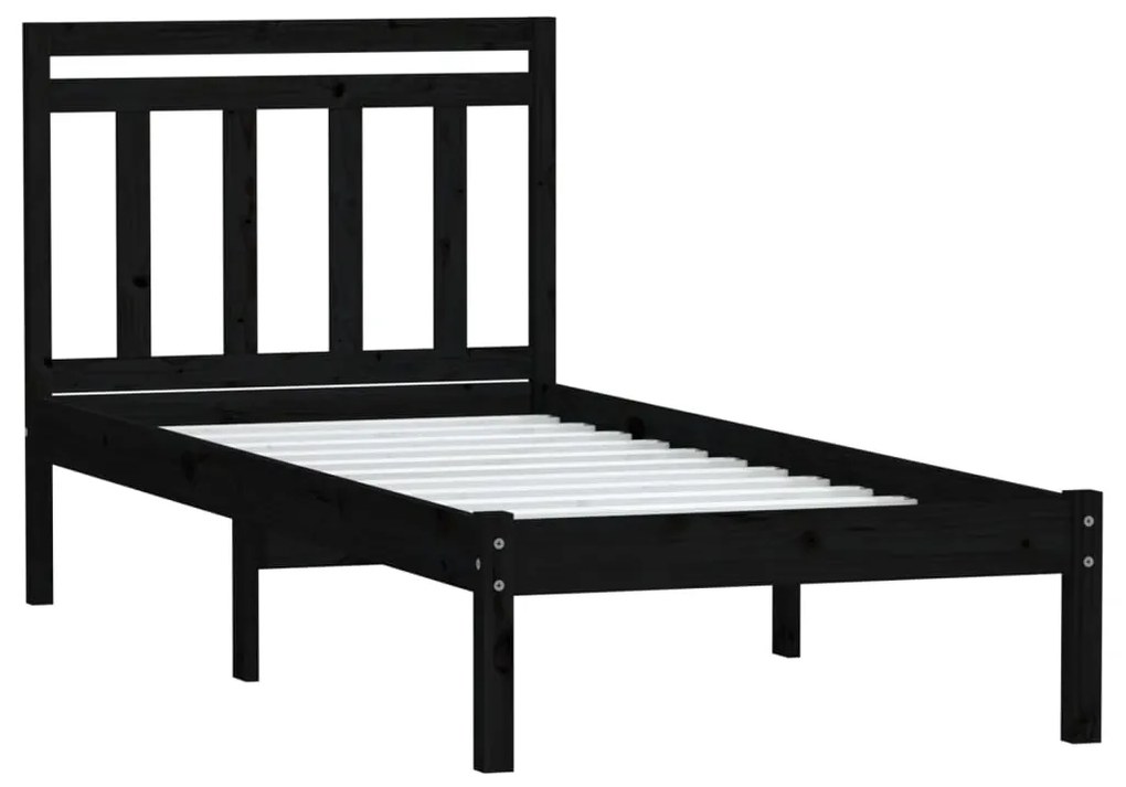 Estrutura cama pequena solteiro 75x190 cm madeira maciça preto