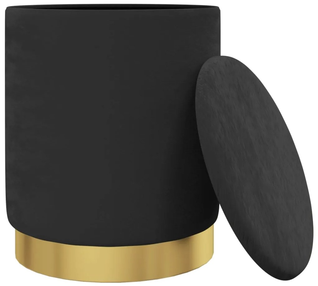 Banqueta com arrumação redonda veludo 31 x 37 cm preto