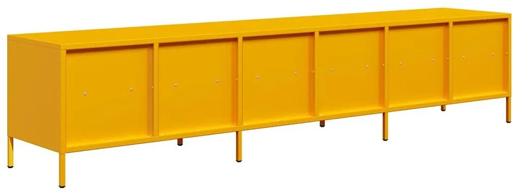 Móvel de TV 202x39x43,5 cm aço laminado a frio amarelo mostarda