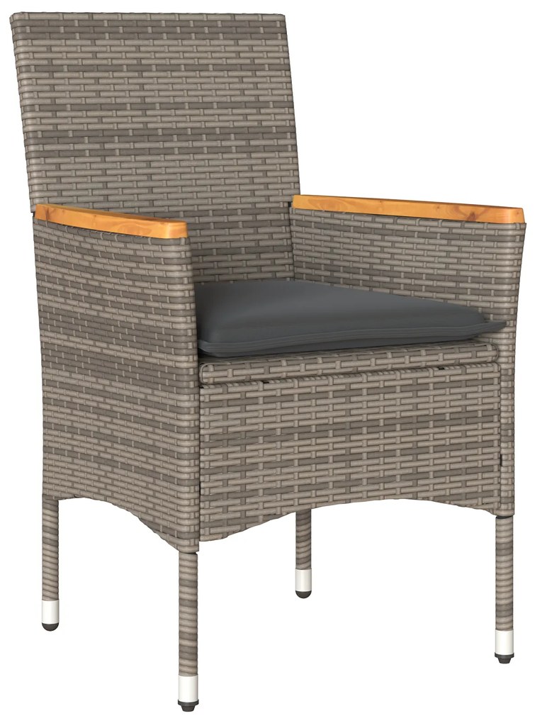 Conjunto de Jantar de Jardim vidaXL com Almofadas de Rattan Poly Cinza