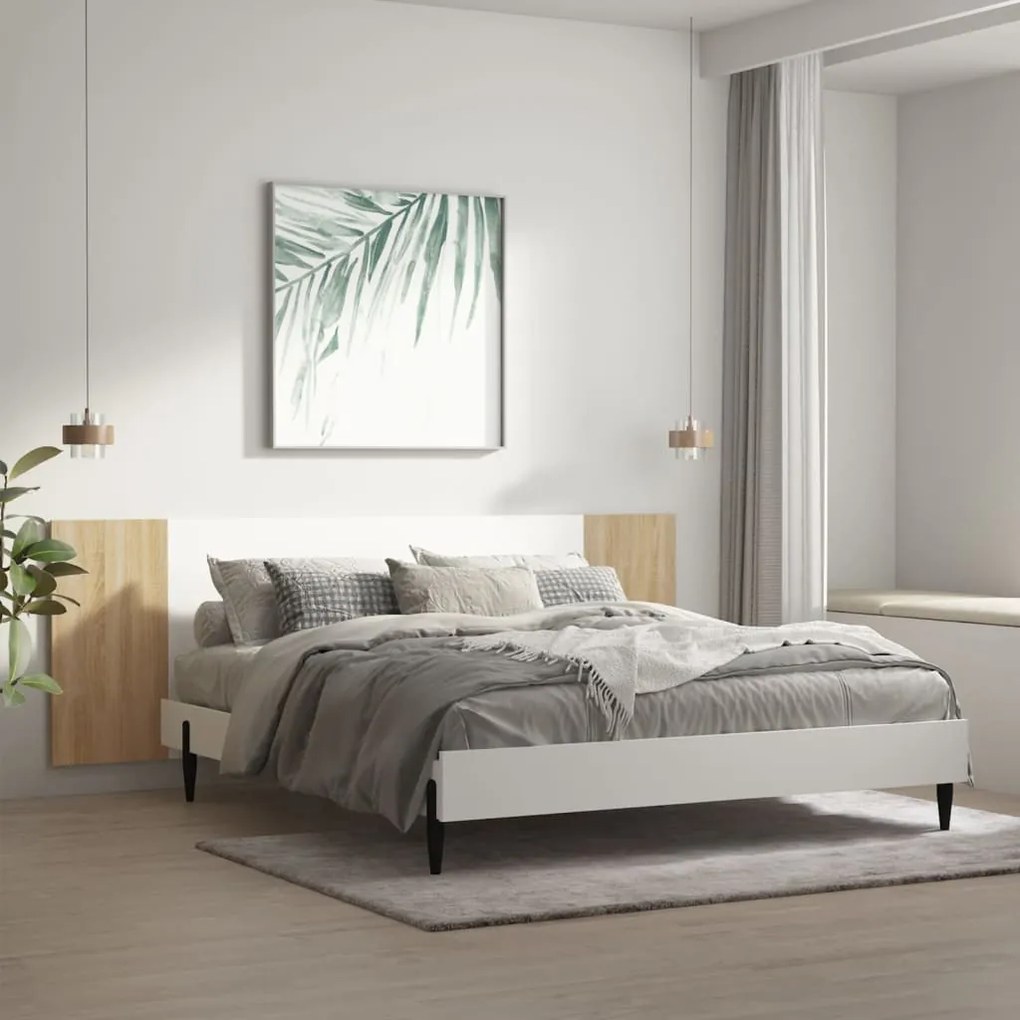 811057 vidaXL Cabeceira 240x1,5x80cm derivados madeira branco/carvalho sonoma