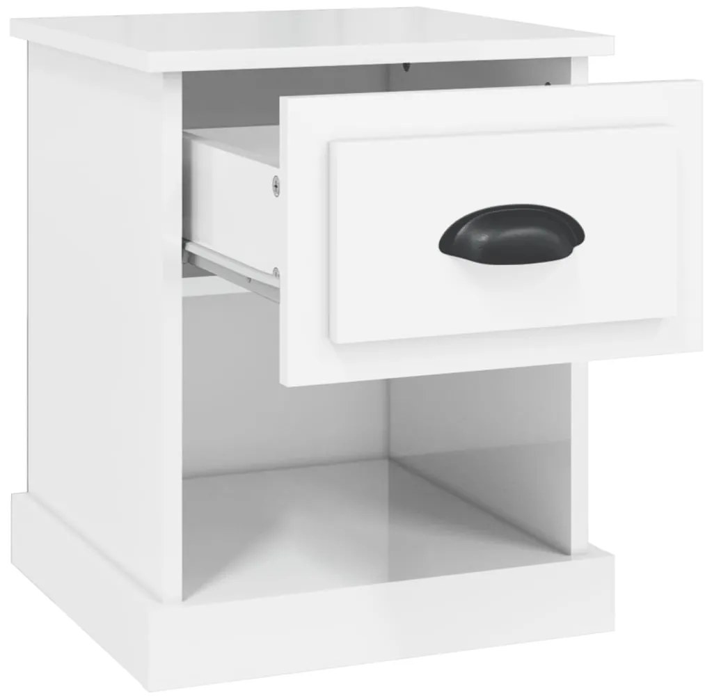 Mesas de cabeceira 2 pcs derivados de madeira branco brilhante