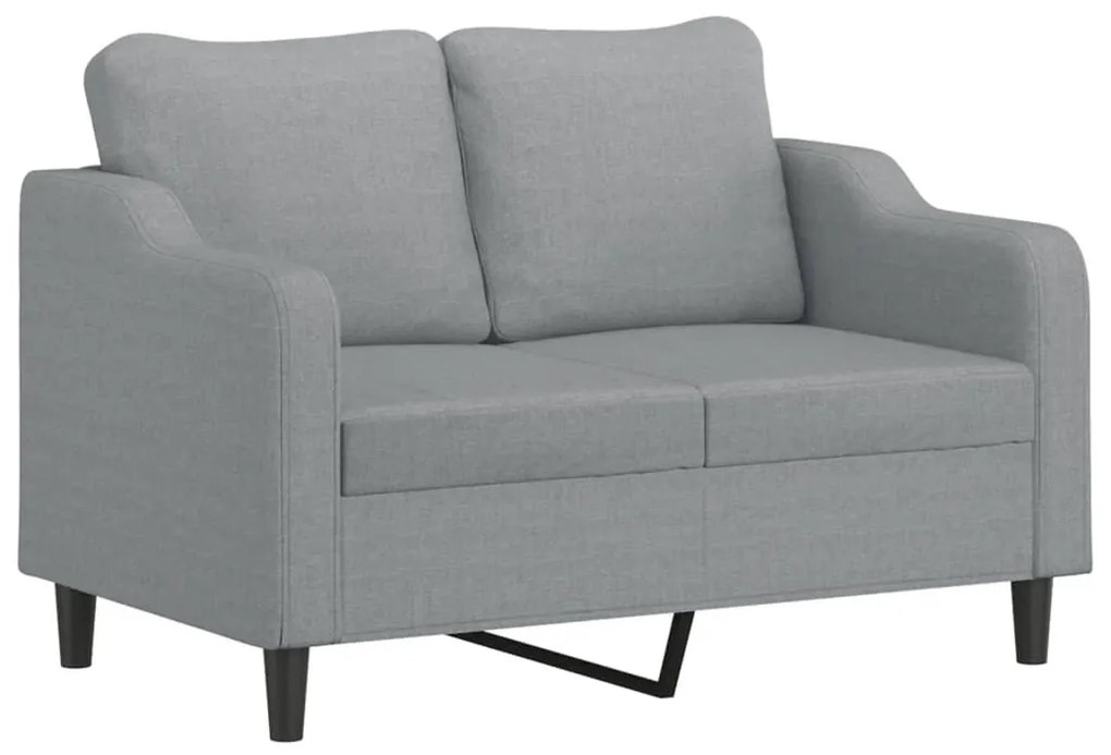 Sofá 2 lugares + almofadas decorativas 120cm tecido cinza-claro