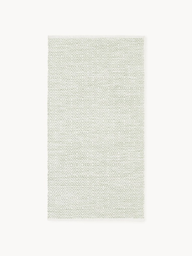 Tapete artesanal para interior e exterior com padrão de losangos vintage Rika