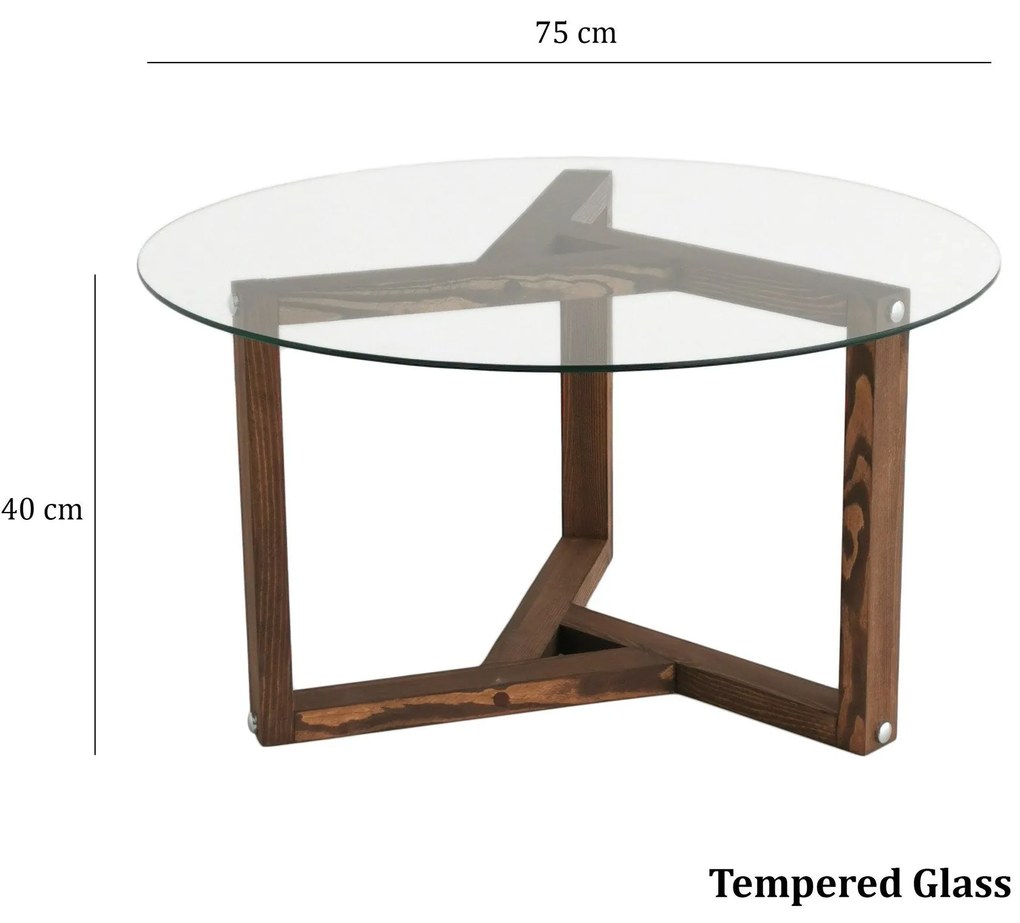 Mesa de Café Miro - Nogueira - 75x40x75 cm
