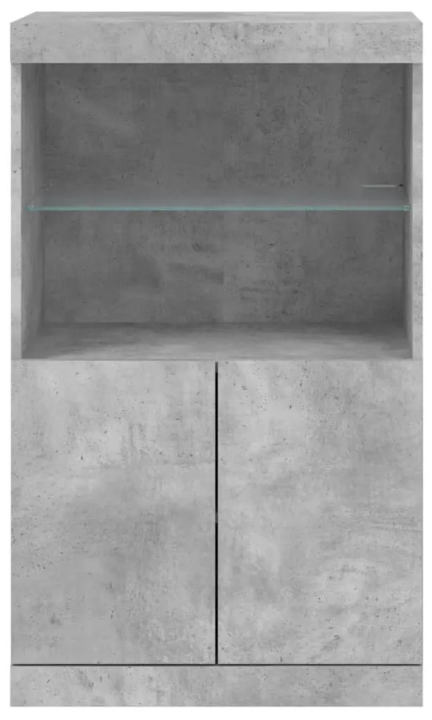 Aparador com luzes LED 60,5x37x100 cm cinzento cimento