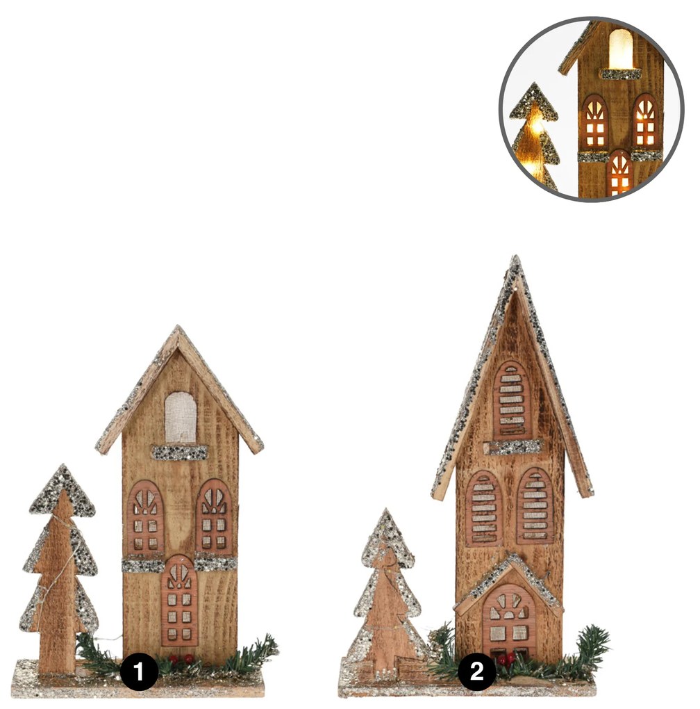 Casa Madeira Com Led 21CM