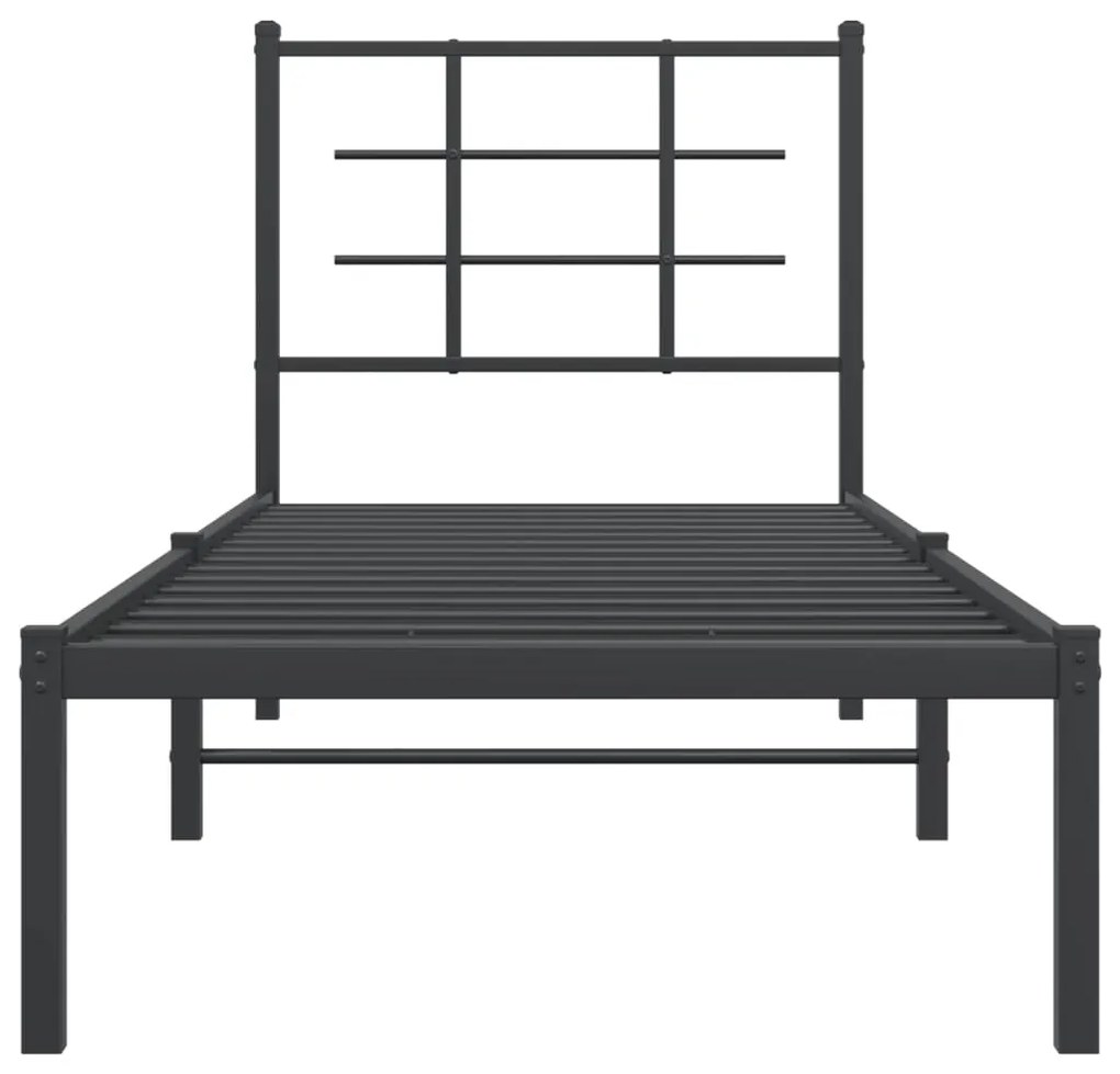 Estrutura de cama com cabeceira 80x200 cm metal preto