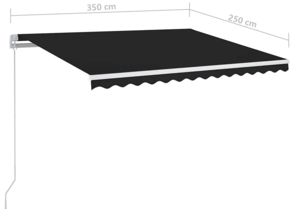 Toldo retrátil manual c/ LED 350x250 cm antracite