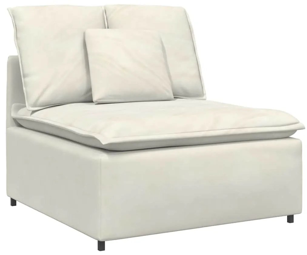 Sofá modular com almofadas veludo creme