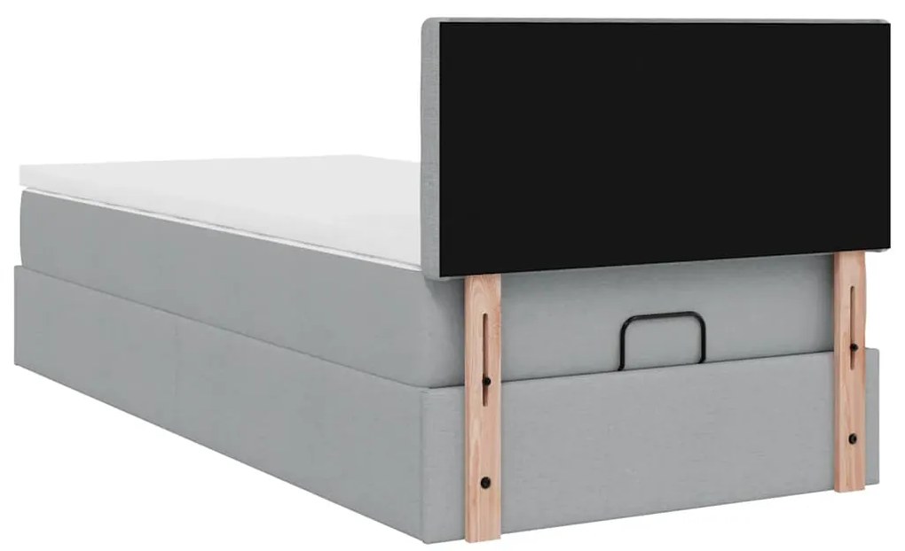 Cama otomana com colchão 90x200 cm tecido cinzento claro