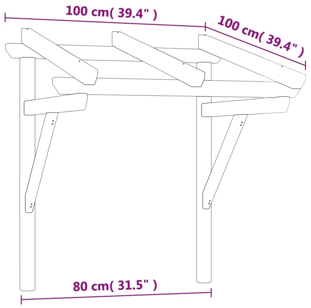 Toldo de porta 100x100x80 cm pinho maciço impregnado