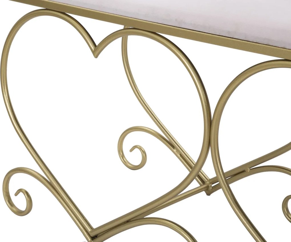 BANCO CORAÇÃO ROSA 105X37,5X51,5 CM DOURADO E ROSA