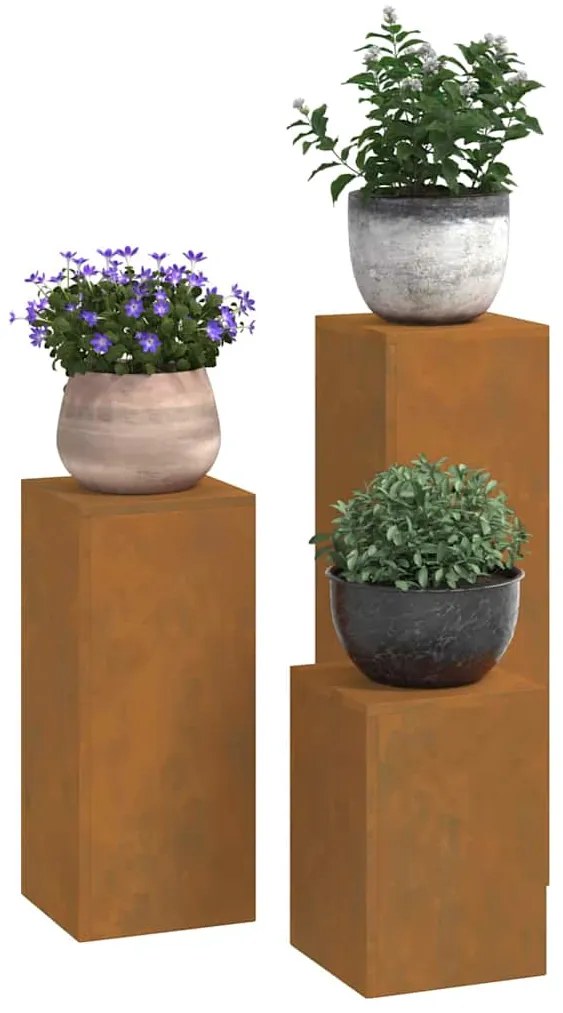 Suportes para Plantas Externos Pilares 3 pcs Aço Resistente às Intempé