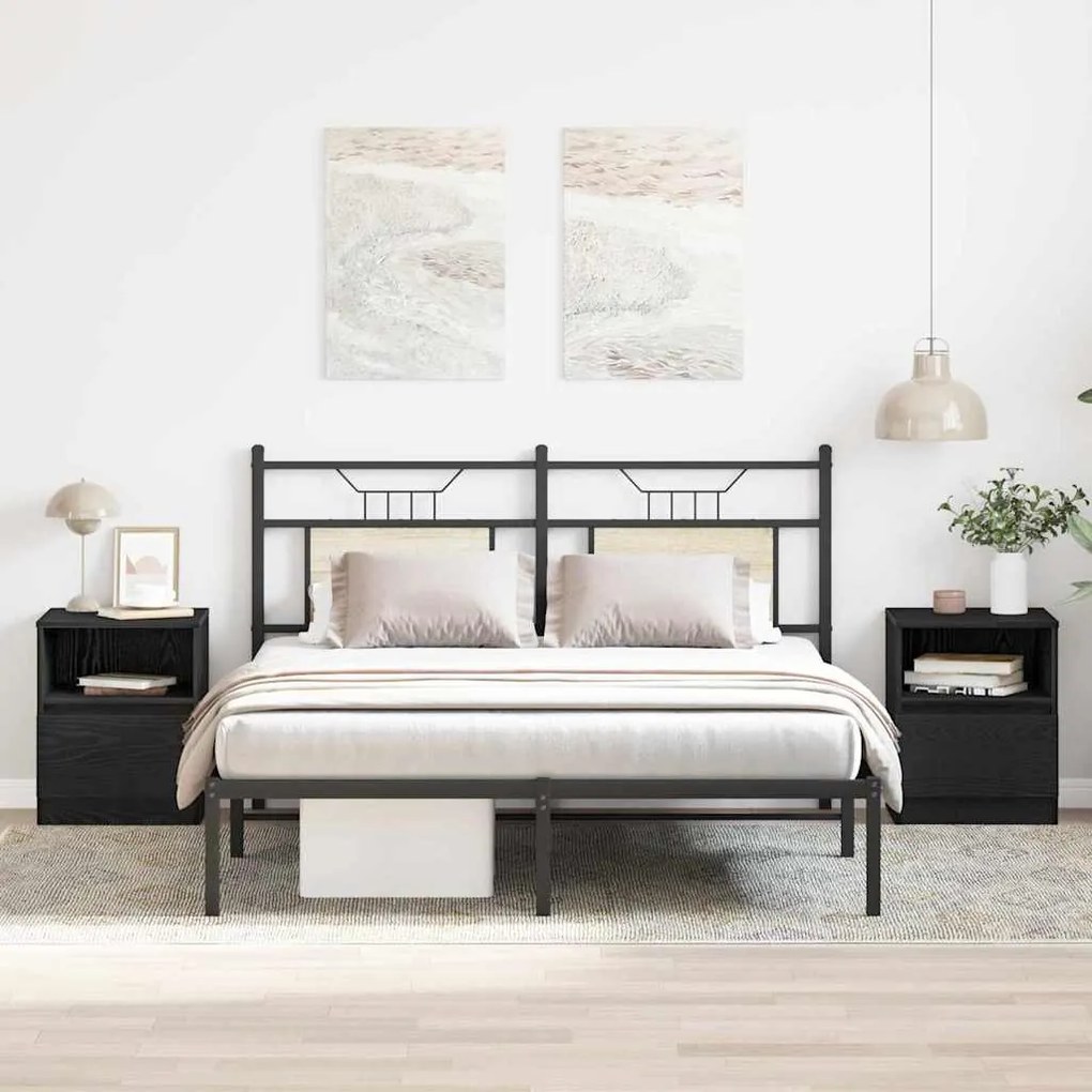 vidaXL Armário de Cabeceira 2 pcs Carvalho preto 40 x 40 x 50 cm