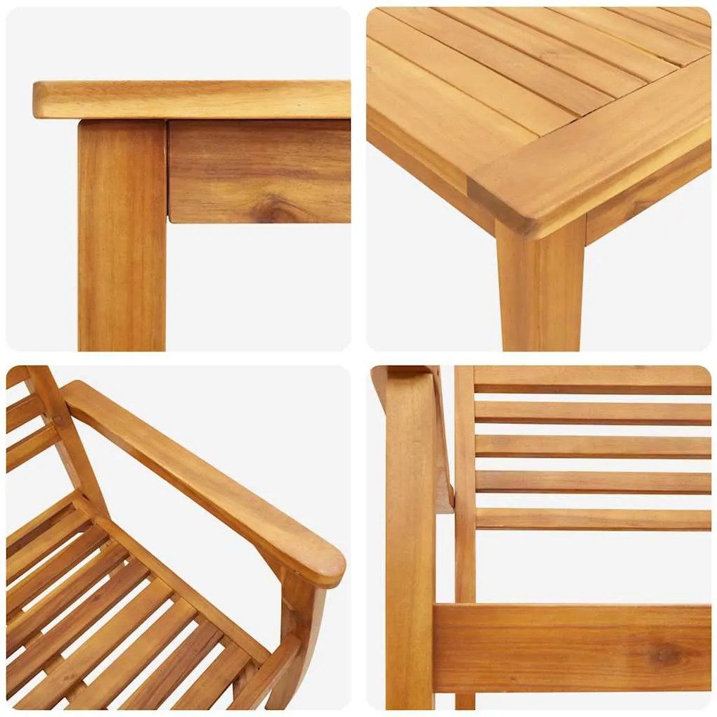 Conjunto de Jantar 5 pcs Marrom Natural 150 x 90 x 74 cm