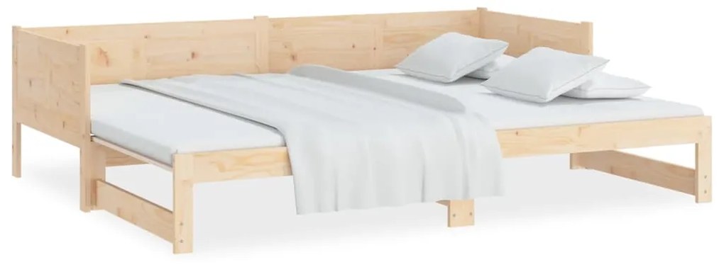 Sofá-cama de puxar 2x(90x200) cm pinho maciço