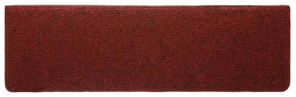 Tapetes de escada 5 pcs 65x21x4 cm agulhado bordô