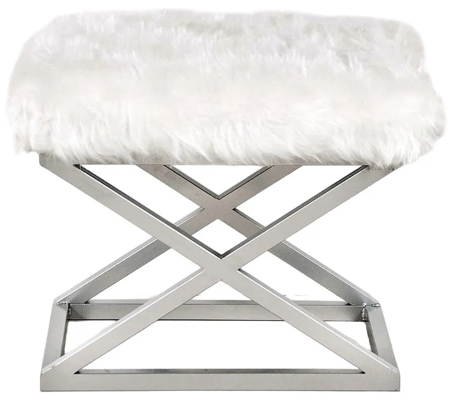 Pouffe Capraz – Prateado e Branco – 50 cm x 42 cm x 40 cm
