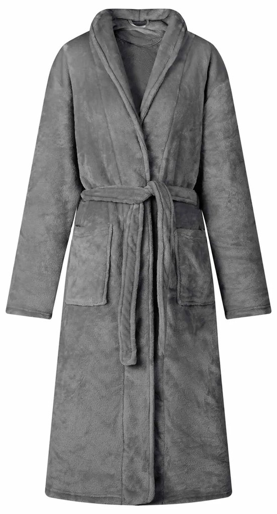 vidaXL Roupão sem Capuz Cinza Escuro m Flanela