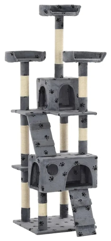 vidaXL Árvore para gatos c/ postes arranhadores sisal 170 cm cinzento
