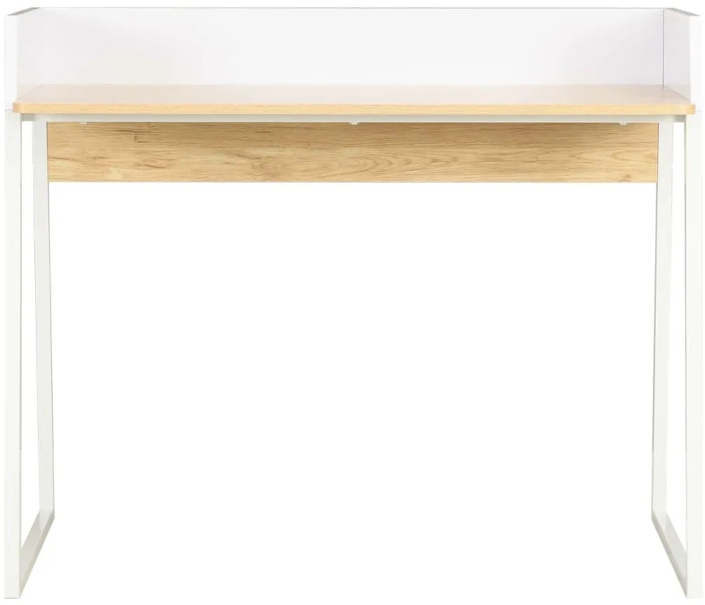 Secretária 90x60x88 cm branco e carvalho