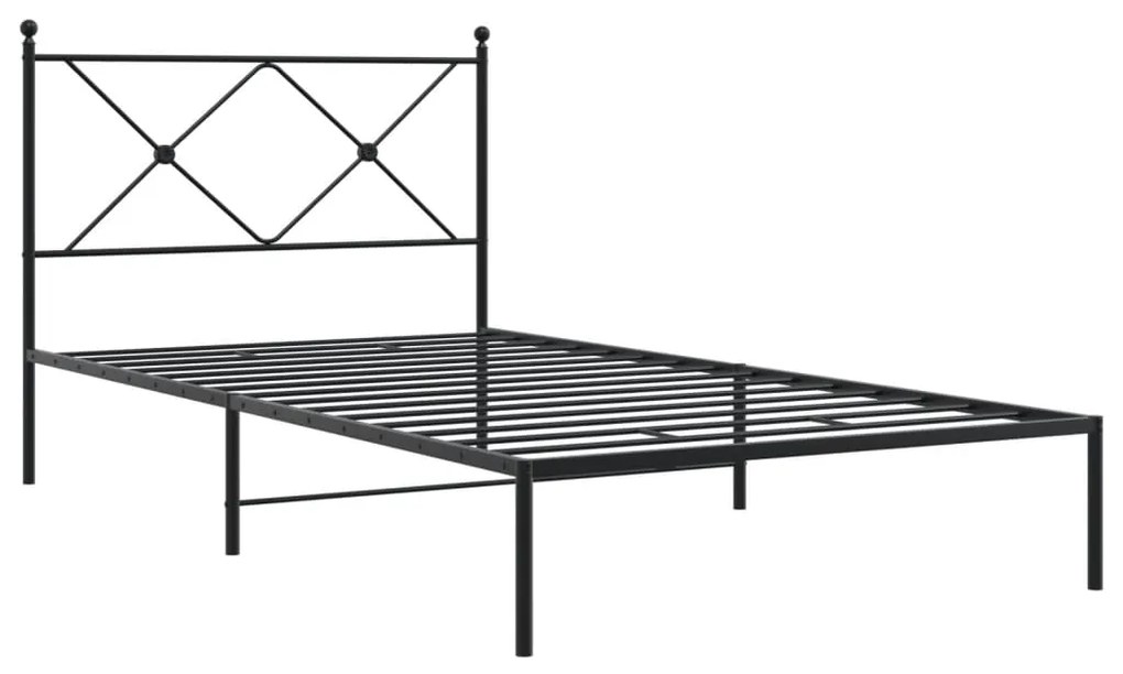 Estrutura de cama com cabeceira 100x190 cm metal preto