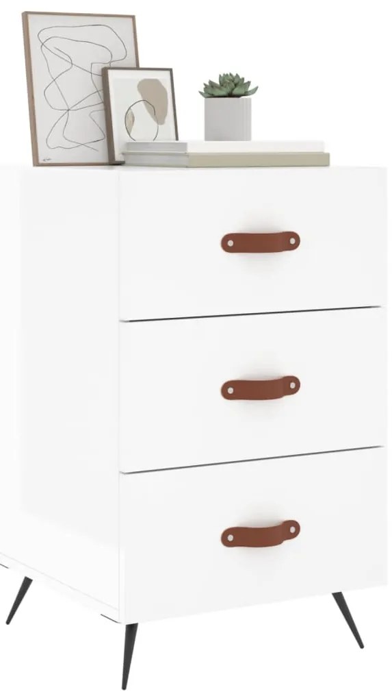 Mesa de cabeceira 40x40x66cm derivados madeira branco brilhante