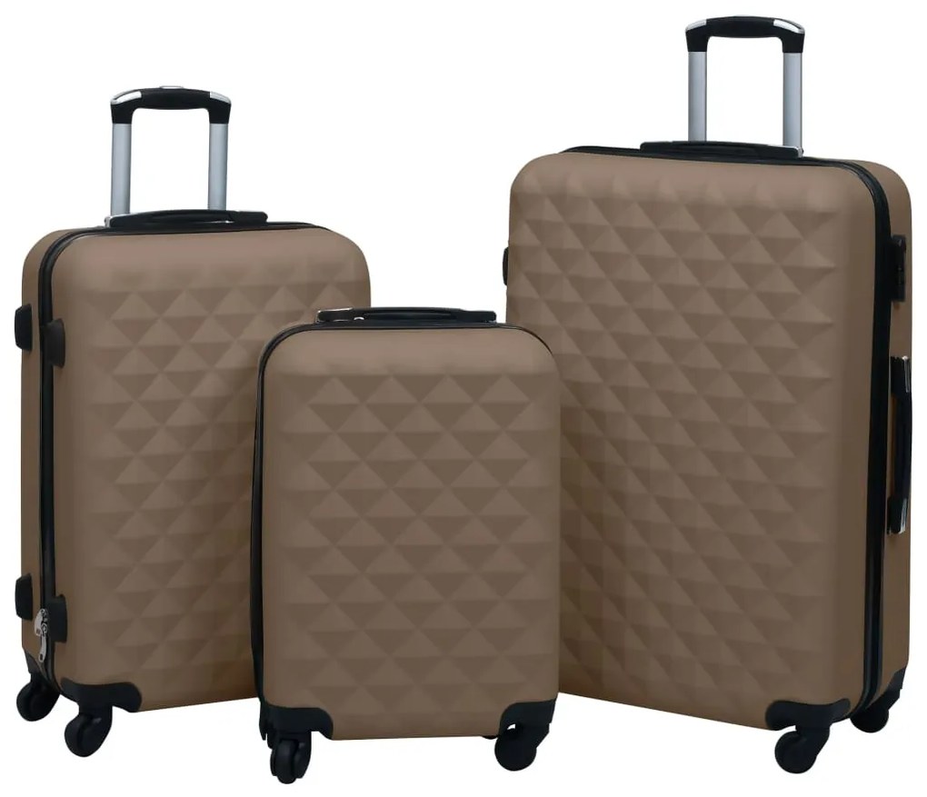 vidaXL Conjunto de tróleis estojo rígido 3 pcs ABS castanho