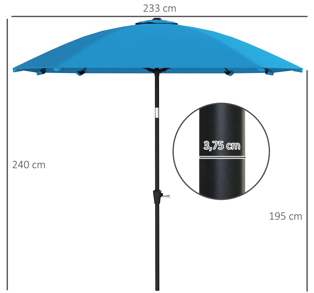 Chapéu de Sol de Exterior 233x233 cm Chapéu de Sol de Jardim com Ângulo Ajustável Impermeável Azul