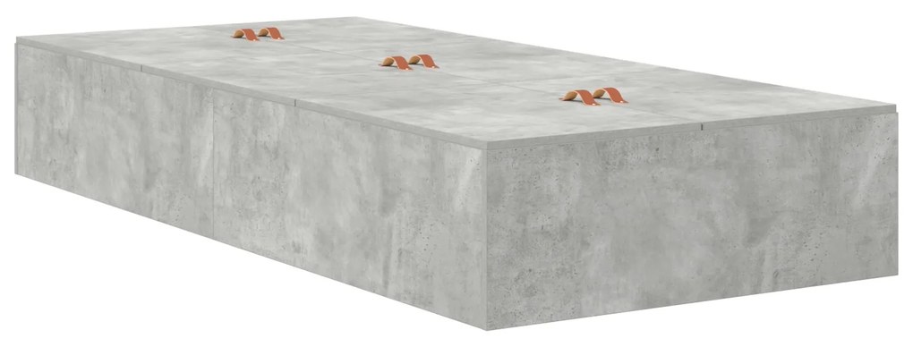 Cama Box com Arrumação Cinza Concreto 75x190 cm em Madeira Engenharia