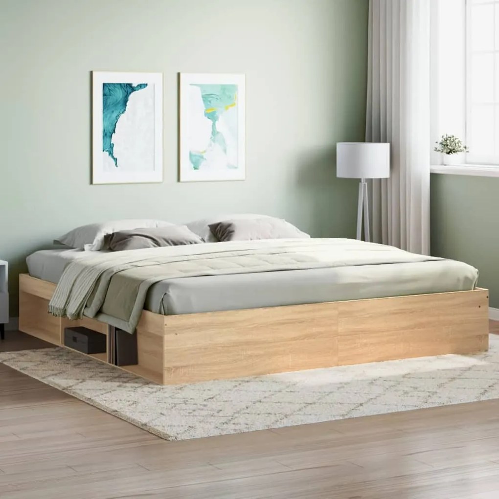 vidaXL Estrutura de cama 200x200 cm carvalho sonoma