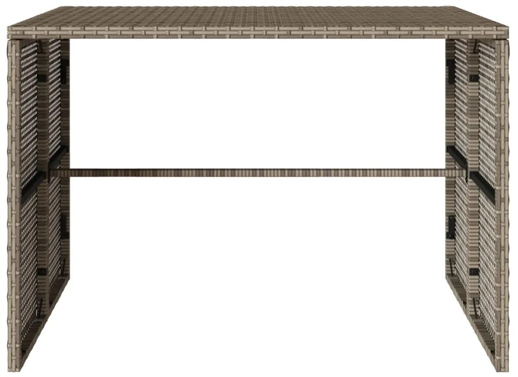 3 pcs conjunto de jantar p/ jardim c/ almofadões vime PE cinza