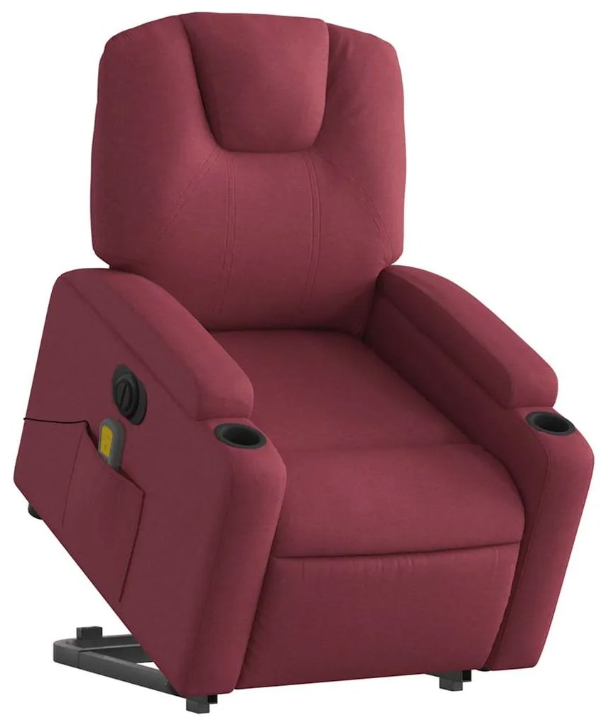 Poltrona elevatória de massagens elétrica tecido vermelho tinto