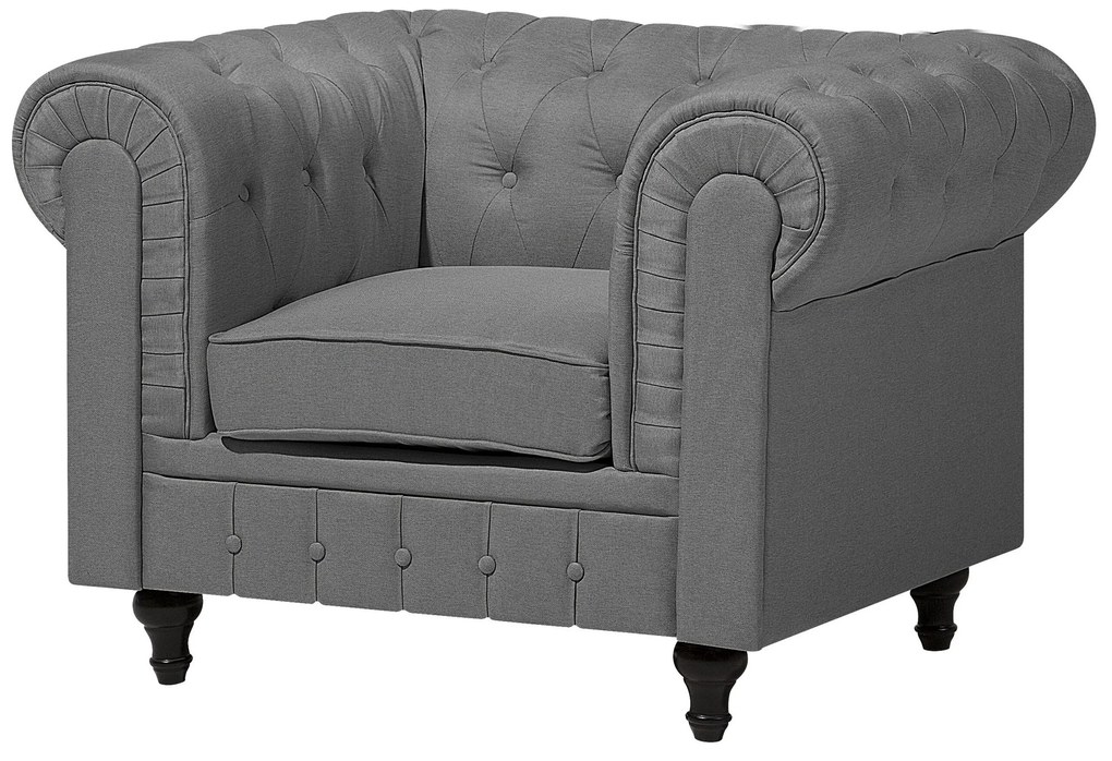 Conjunto de sofás com 4 lugares em tecido cinzento claro CHESTERFIELD BIG Beliani