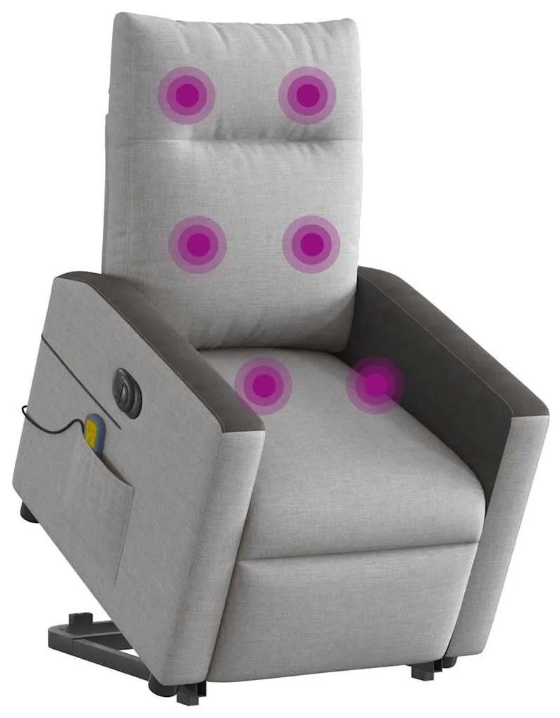 Poltrona elétrica elevatória massagens tecido cinzento-nublado
