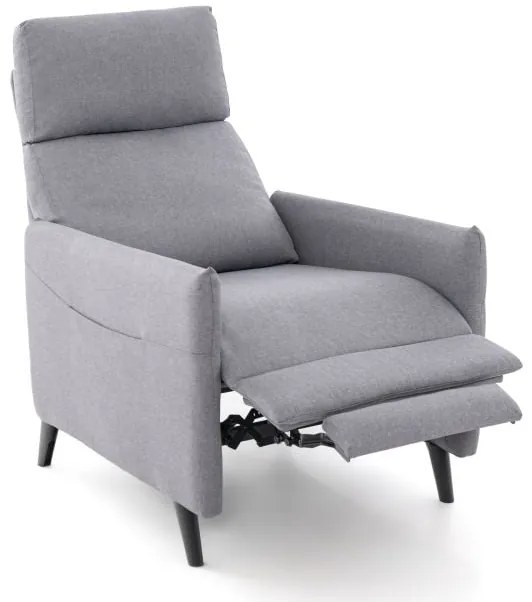 Poltrona reclinável de tecido de linho com encosto ajustável e apoio para os pés - cinza escuro