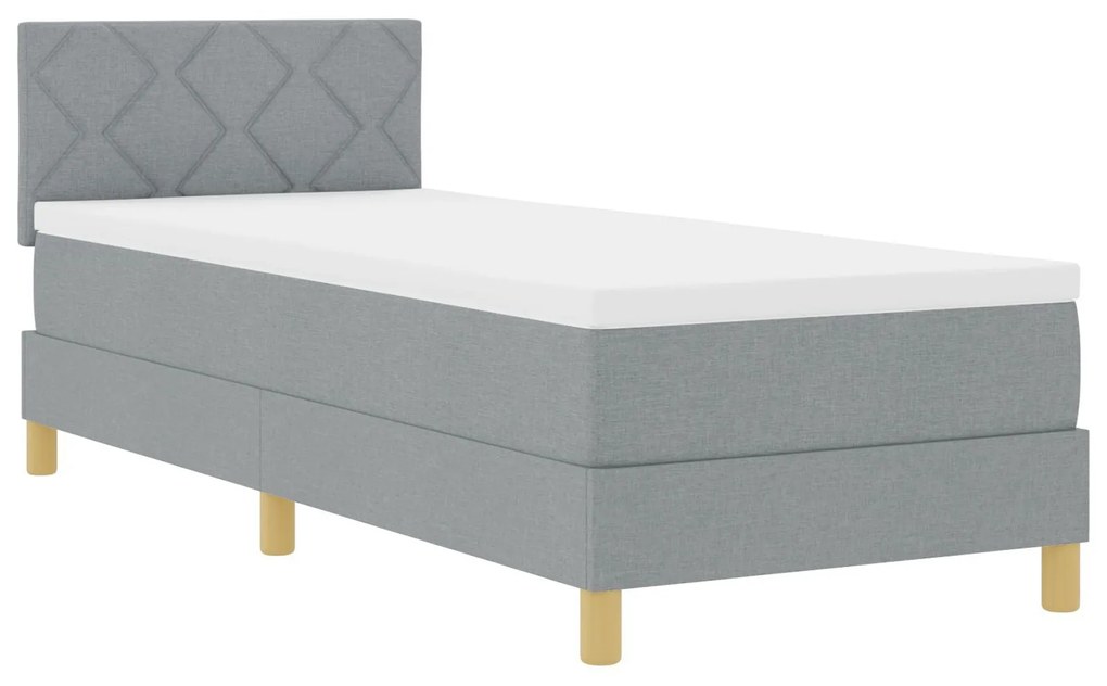 Cama Box Spring com Colchão Cinza Claro 80x200 cm Tecido