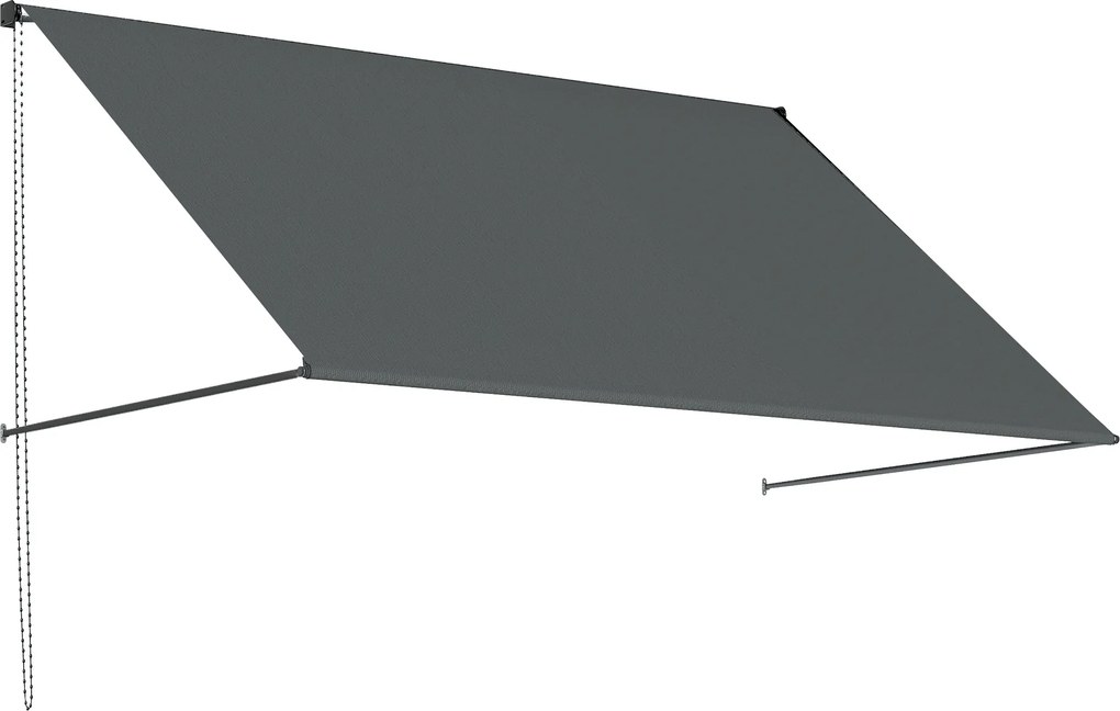 Outsunny Toldo retrátil manual inclinação ajustável 195 x 120 cm proteção UV alumínio poliéster cinza escuro | Aosom Portugal