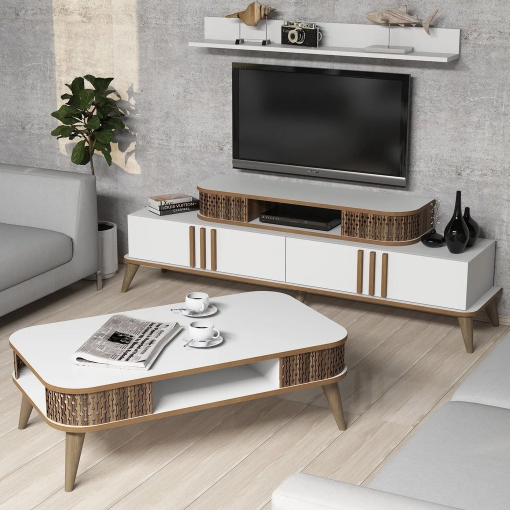 Conjunto de Mobiliário de Sala Eylül – Branco – Diversas Medidas