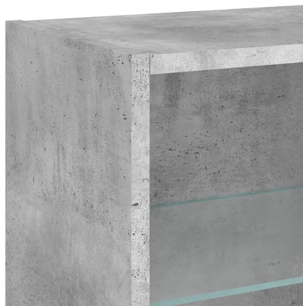Mesa de cabeceira de parede com luzes LED cinzento cimento