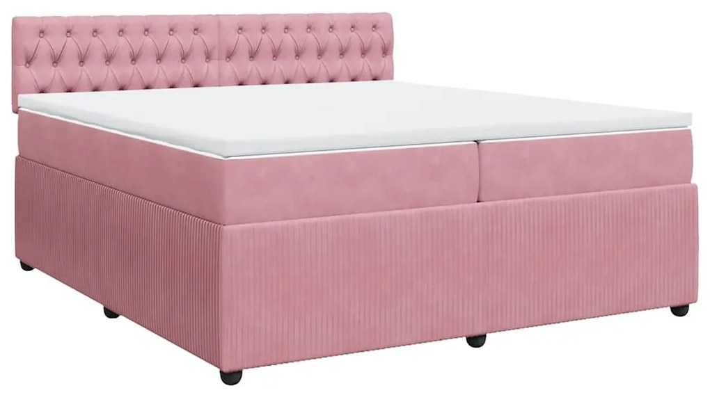 Cama com molas/colchão 200x200 cm veludo rosa