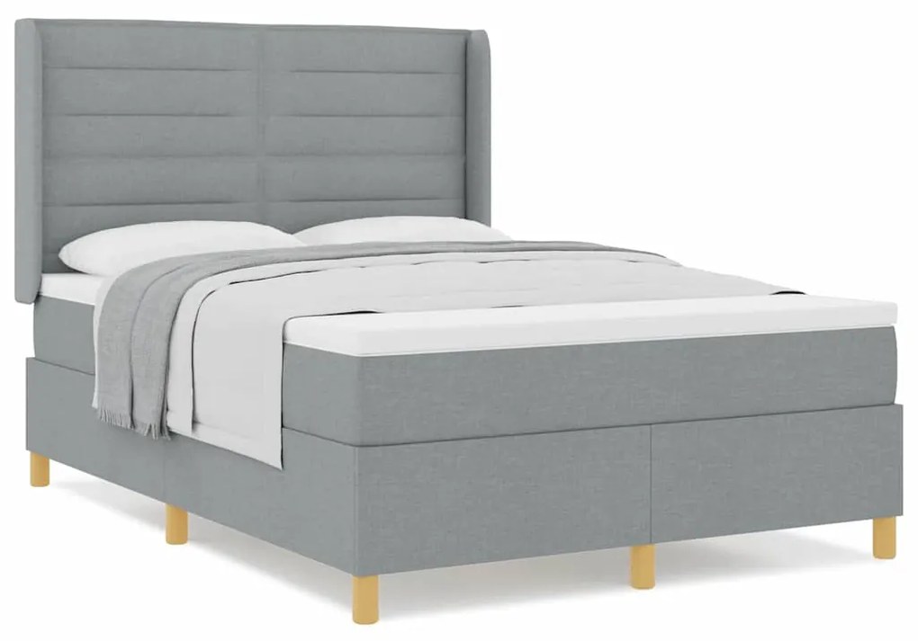 Cama Box com Colchão Cinza Claro 140x200 cm