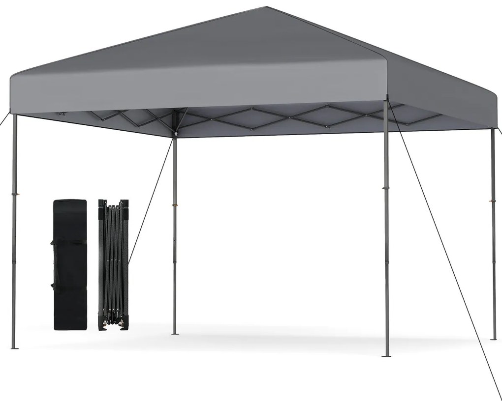 Tenda dobrável com bolsa de transporte e altura ajustável em 3 posições para jardim, festas, eventos 295 x 295 cm cinza