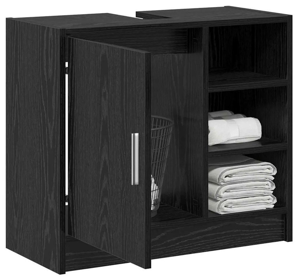 Gabinete para Pia Carvalho Preto 63x29x55 cm Madeira Engenheirada