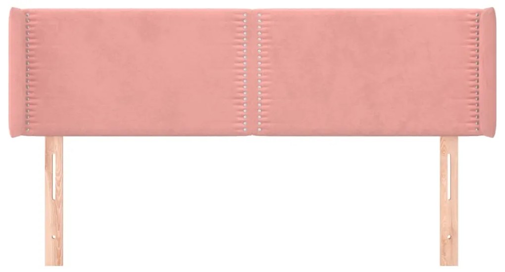 Cabeceira de cama c/ abas veludo 147x16x78/88 cm rosa
